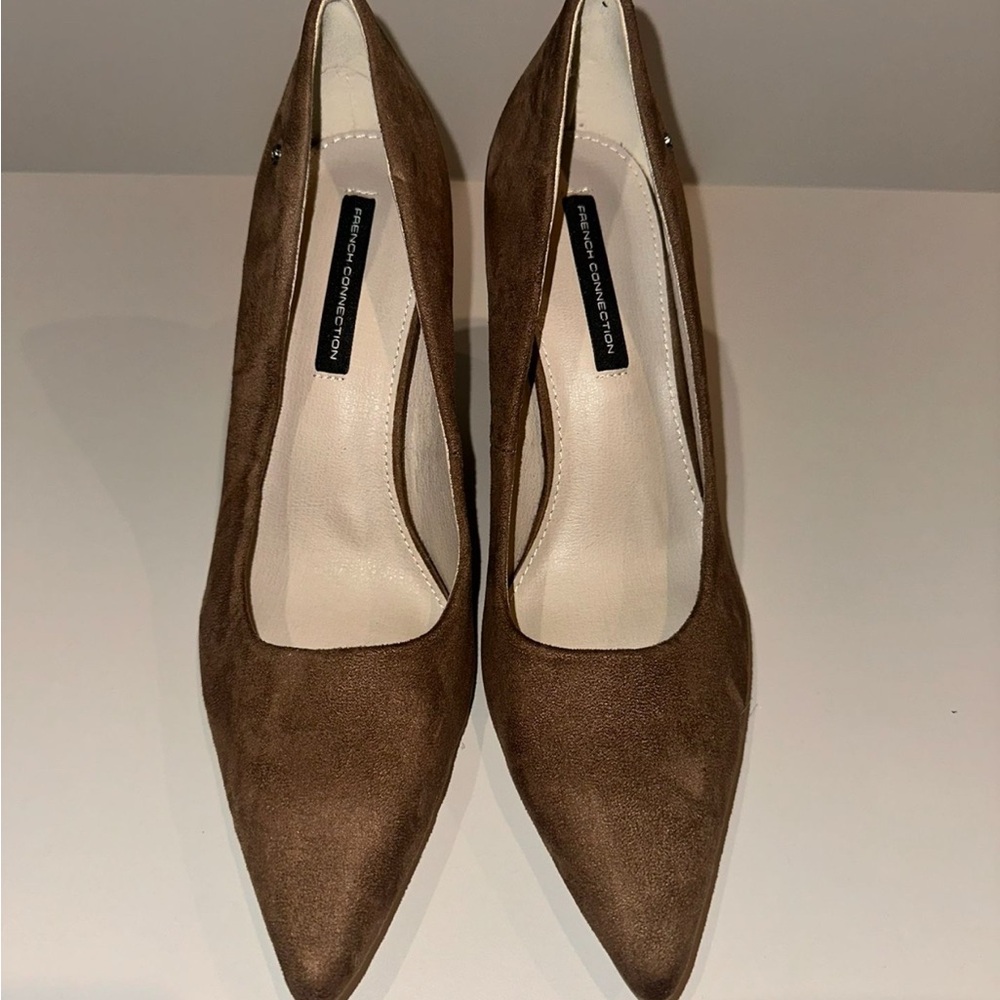 Brown Suede Pointed Toe Pumps - image 1